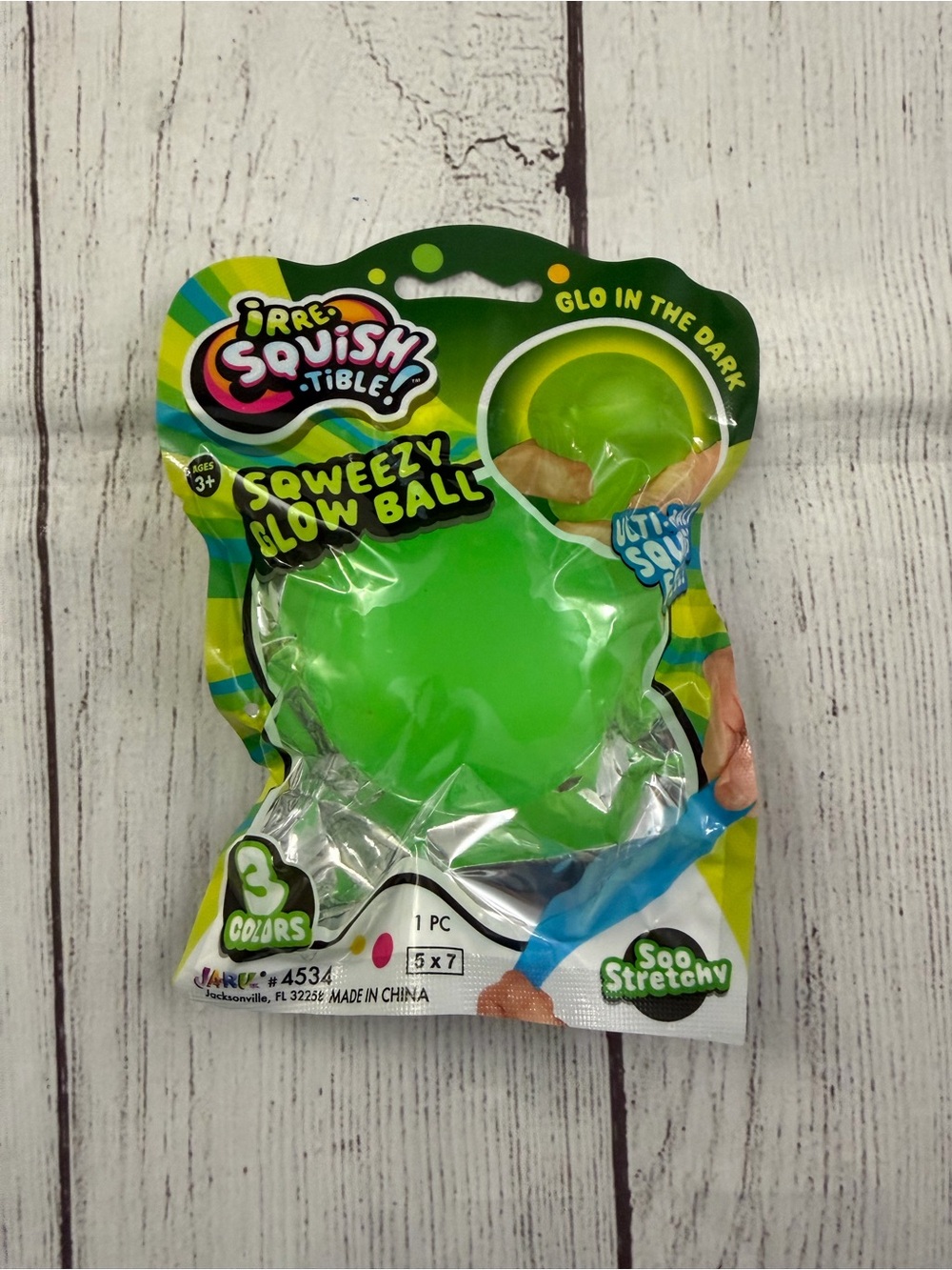 Irre-squish-tible Sqweezy Glow in the Dark Ball Squishy Green Squeezy Sensory